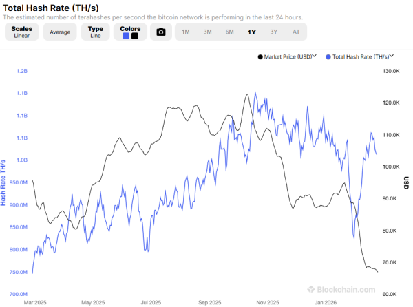 Puissance de hachage du Bitcoin. Source : Blockchain.com