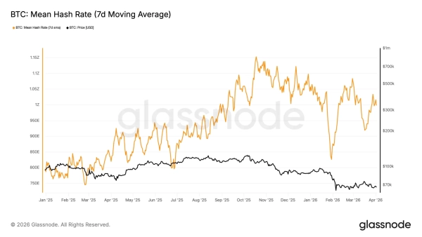 taux de hachage moyen du Bitcoin