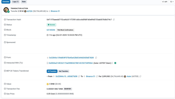 Aster sur Binance
